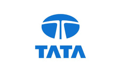 Tata logo in blue on a white background