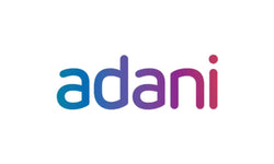 Colorful 'adani' logo on a white background
