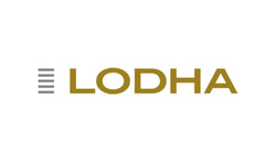 Gold LODHA logo on a white background