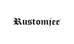 Rustomjee logo in black on a white background
