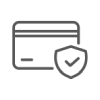 Icon of a credit card with a shield, representing security.