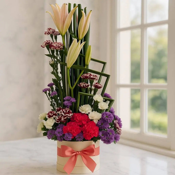 Lily and Daisy Flower Box with Chrysanthemums and Carnations atfleurs