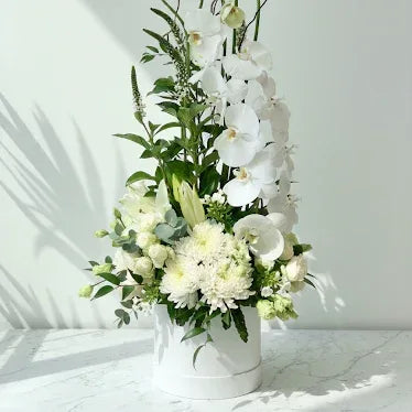 White Orchids Bouquet with Chrysanthemums - atfleurs