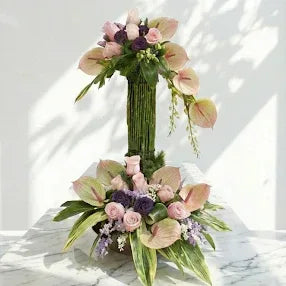 Pink Anthurium Bouquet with Roses - atfleurs