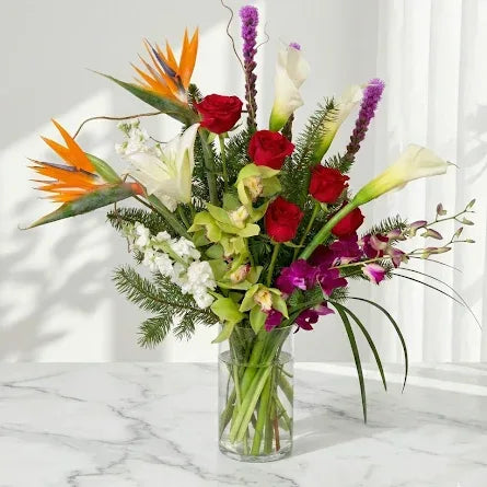 Red Roses Bouquet with Calla Lilies - atfleurs