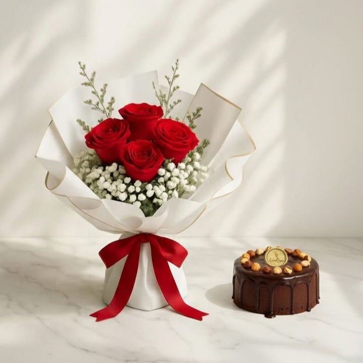 Bento Cake and Flower Bouquet