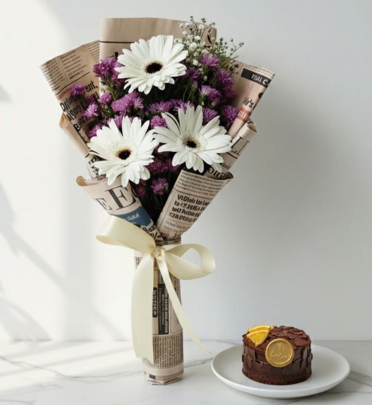 Bento Cake and Flower Bouquet