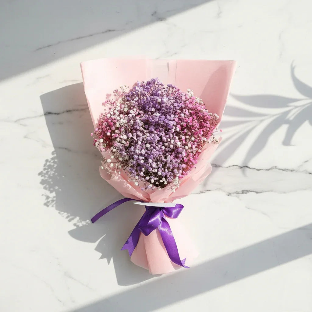 Gypso Hand Bouquet with Delicate White Blooms - atfleurs