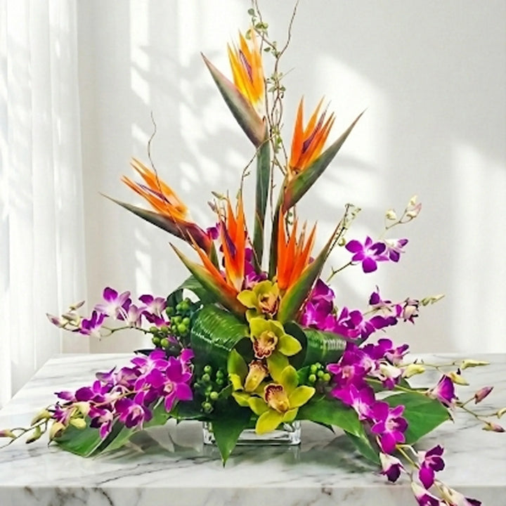 Bird of Paradise Bouquet with Orchids - atfleurs