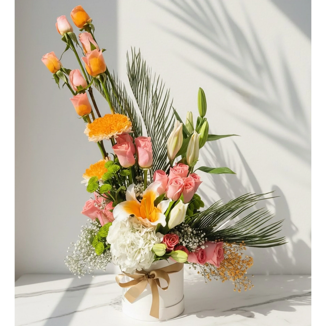 Pink Roses Bouquet with Lilies - atfleurs