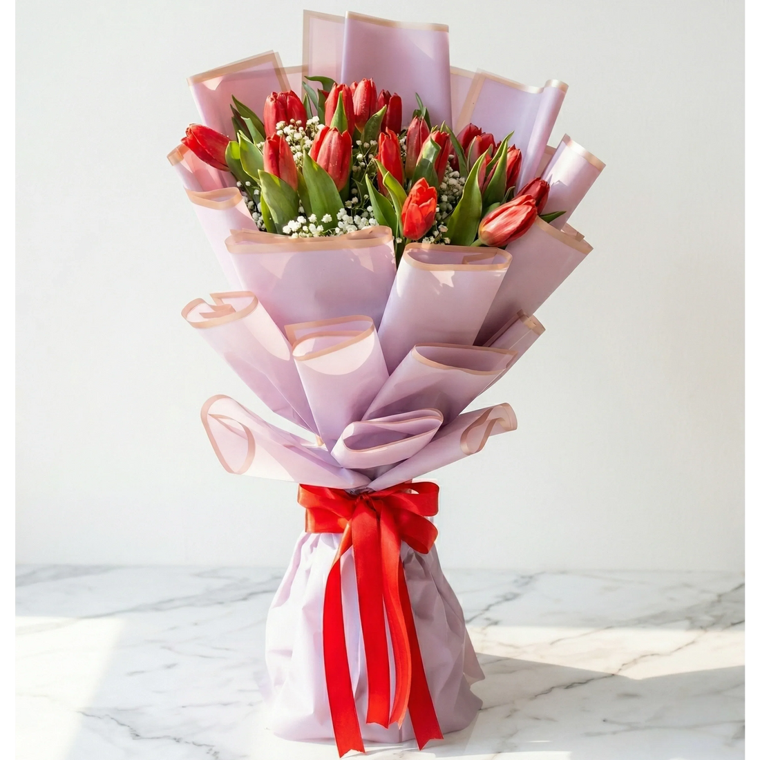 flower bouquet by Atfleurs | floral arrangement | Fancy Bouquet | tulips bouquets | Hand bouquets