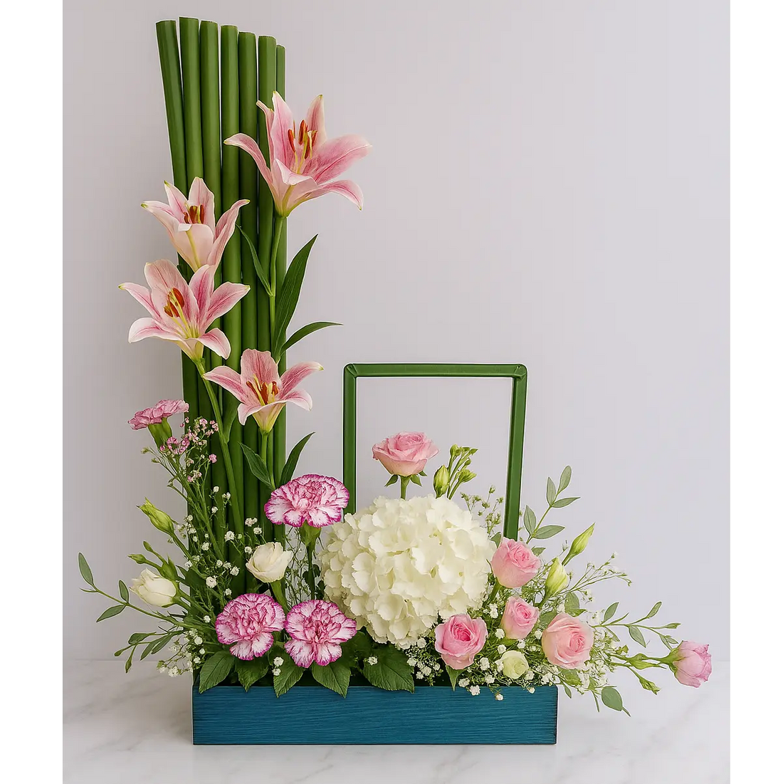 Elegant Hydrangea and Lily Flower Arrangement atfleurs