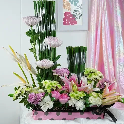 Disbud and Lilies Flower Arrangement - atfleurs