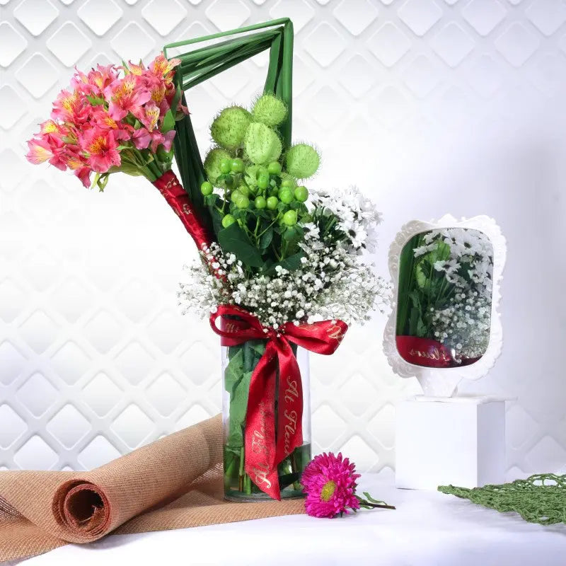 Blooming Astronomia & Balloon Floral Vase Arrangement atfleurs