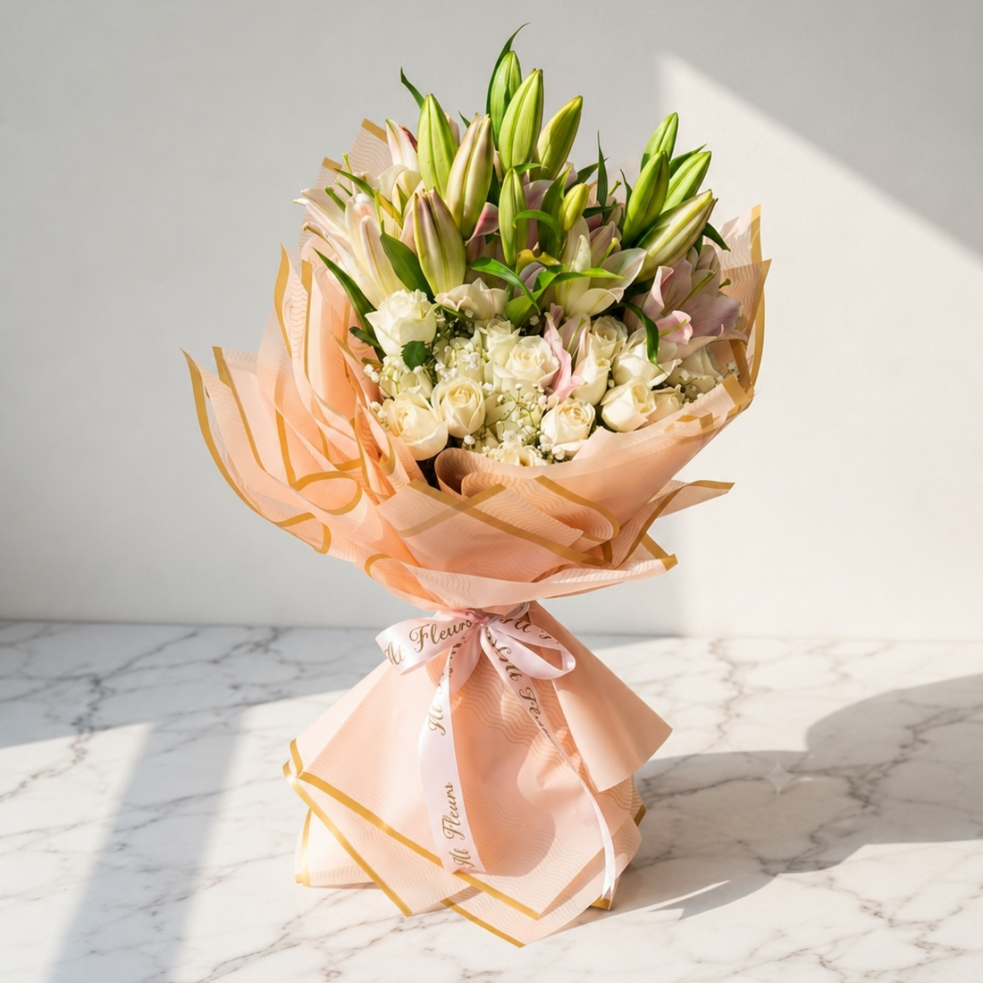 Lily Bouquet with White Roses