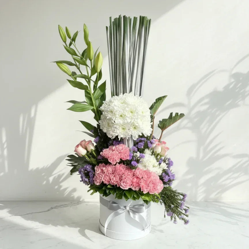Disbuds, Lily & Carnation Box Floral Arrangement - atfleurs