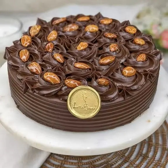 Almond Praline Belgian Dark Chocolate Cake atfleurs