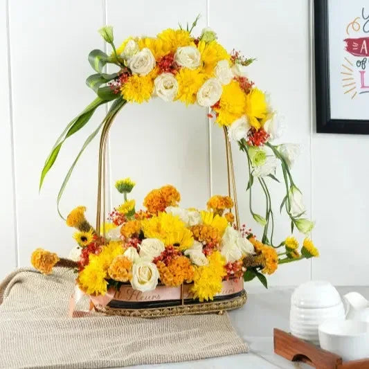 Gerbera, Chrysanthemum & Rose Arrangement - atfleurs