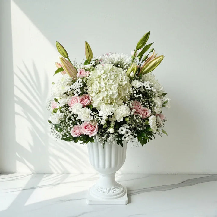 Grand Luxury White Hydrangea Bouquet with Lilies and Pink Roses - atfleurs