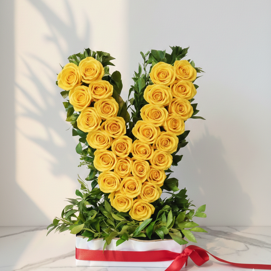Red Roses Bouquet with Fresh Green Foliage