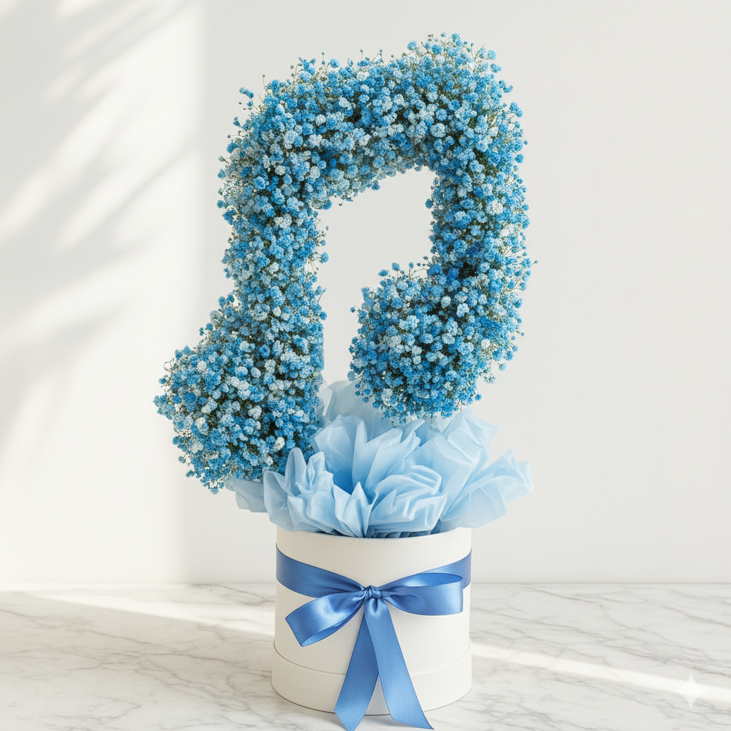 Floral arrangement shaped like music