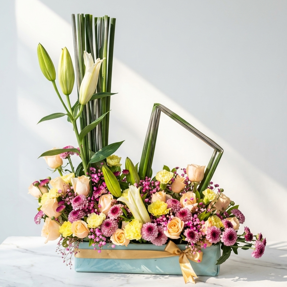 Rose & Lily Bouquet with Chrysanthemums