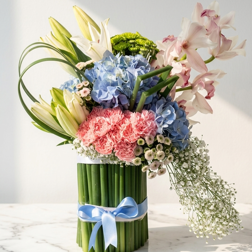 Hydrangea & Carnation Bouquet with Lily