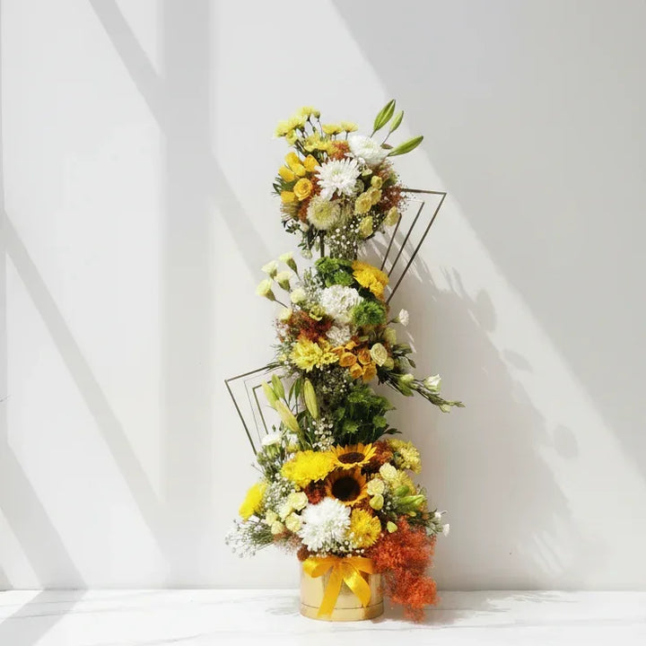 Bright Bloom Box with Sunflowers Lilies and Roses - atfleurs