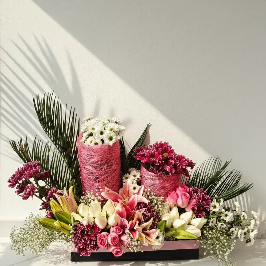 Lilies and Roses Bouquet with Baby’s Breath - atfleurs