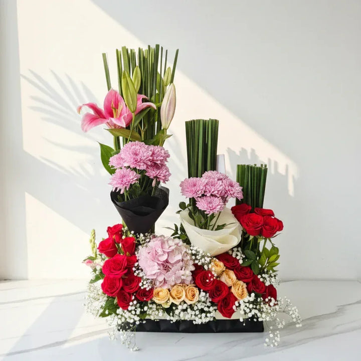 Fresh Lilies, Roses & Hydrangea Bouquet - atfleurs