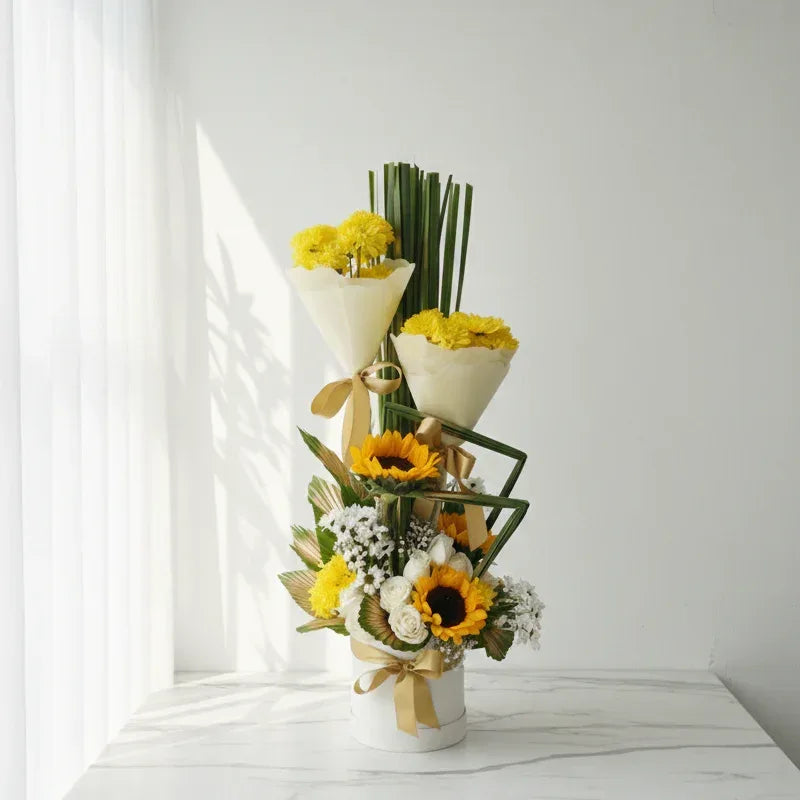 Sunflower and Yellow Bloom Box - atfleurs