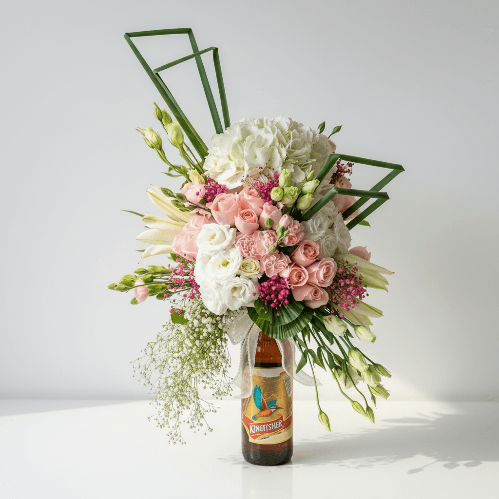 flower bouquet by Atfleurs | floral arrangement | bottle fancy vase style