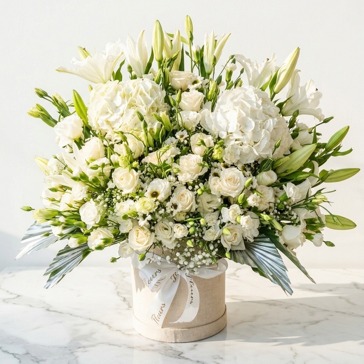 White Lily Bouquet with Hydrangeas