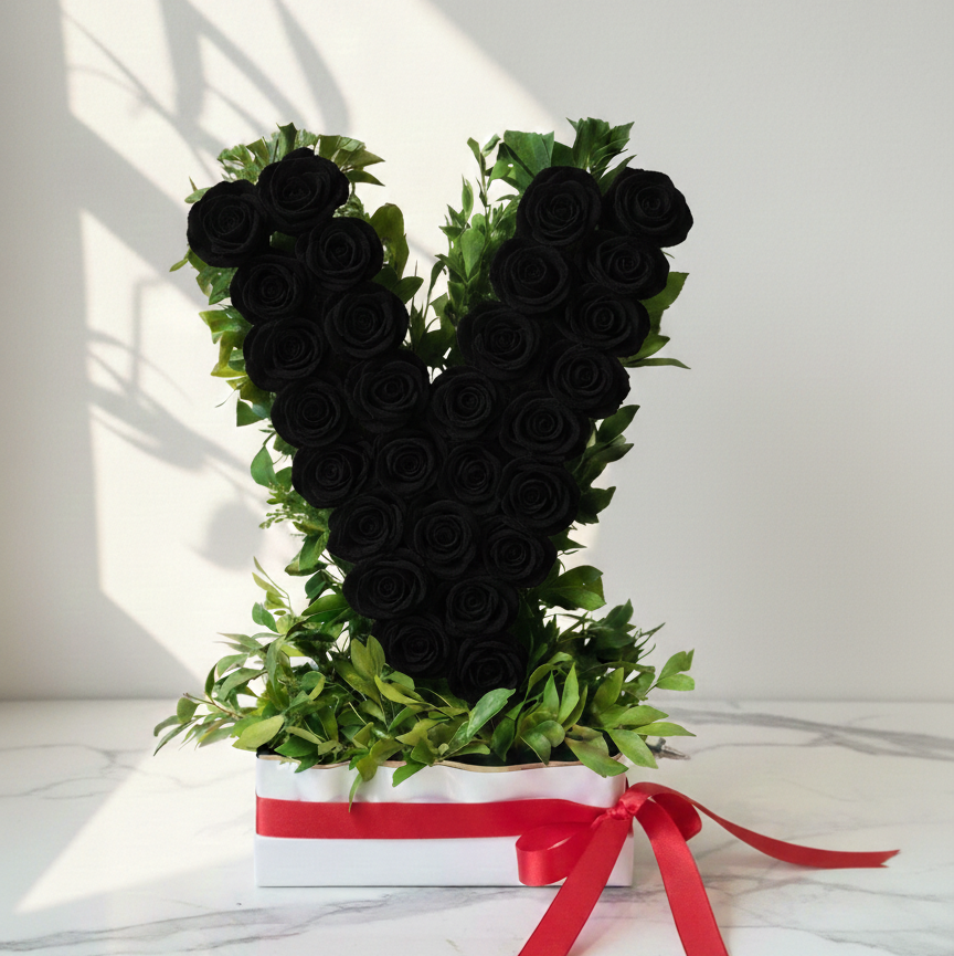 Blue Roses Bouquet with Fresh Green Foliage