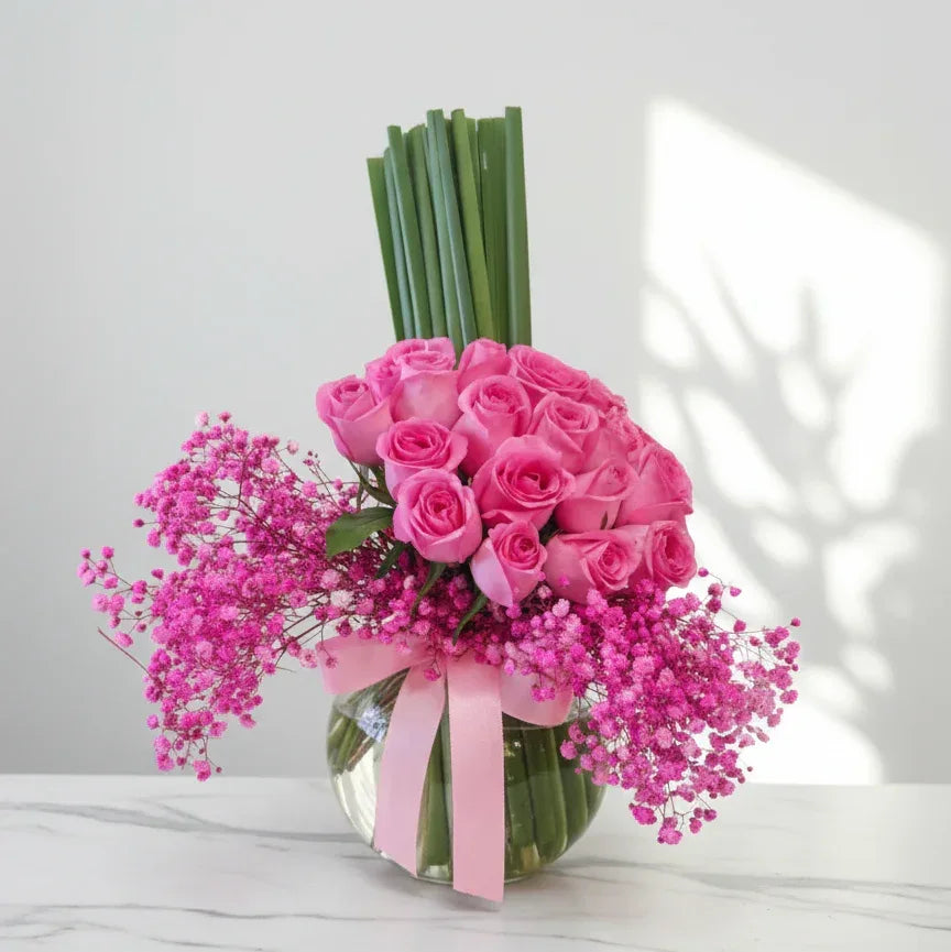 Hot Pink Rose Vase - atfleurs