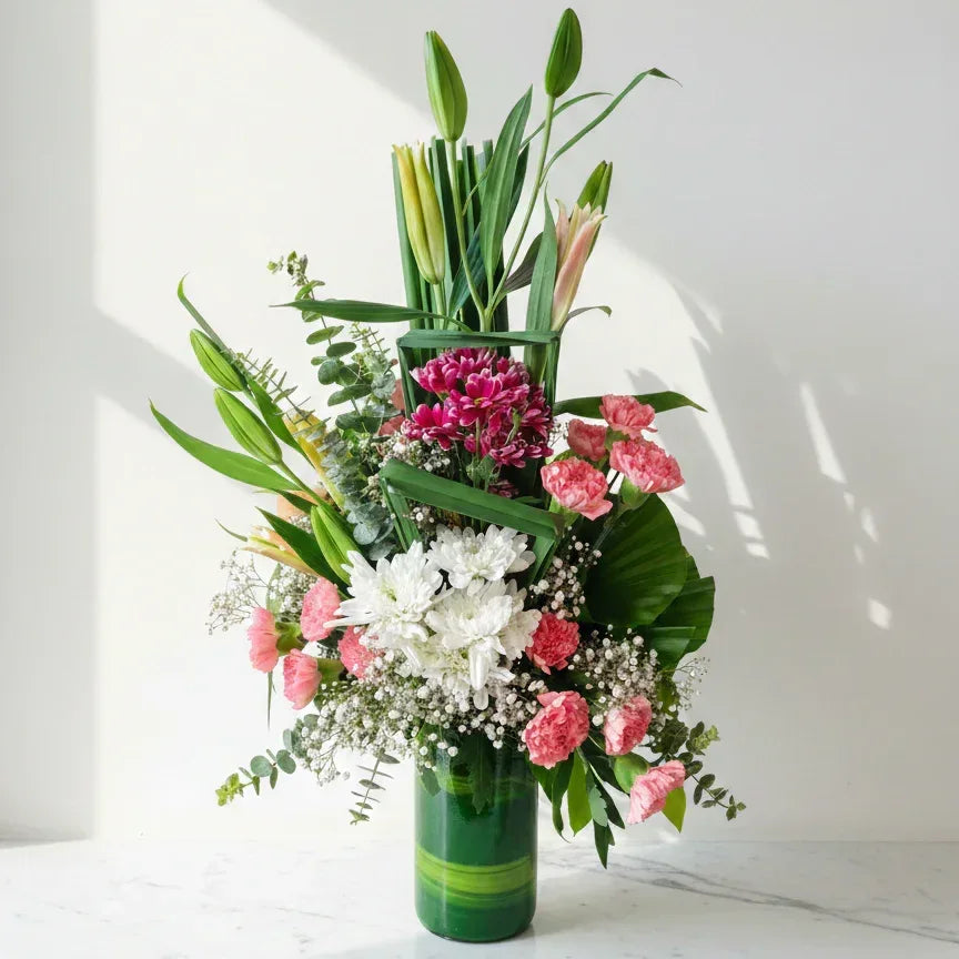 Mixed Lily and Chrysanthemum Bouquet with Carnations - atfleurs