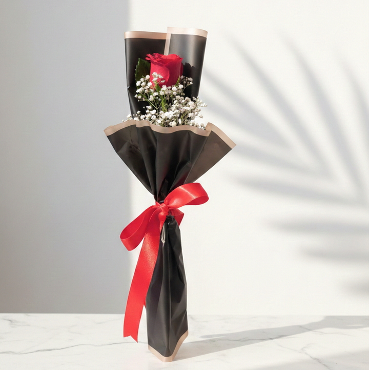 Red Rose Bouquet with Baby’s Breath