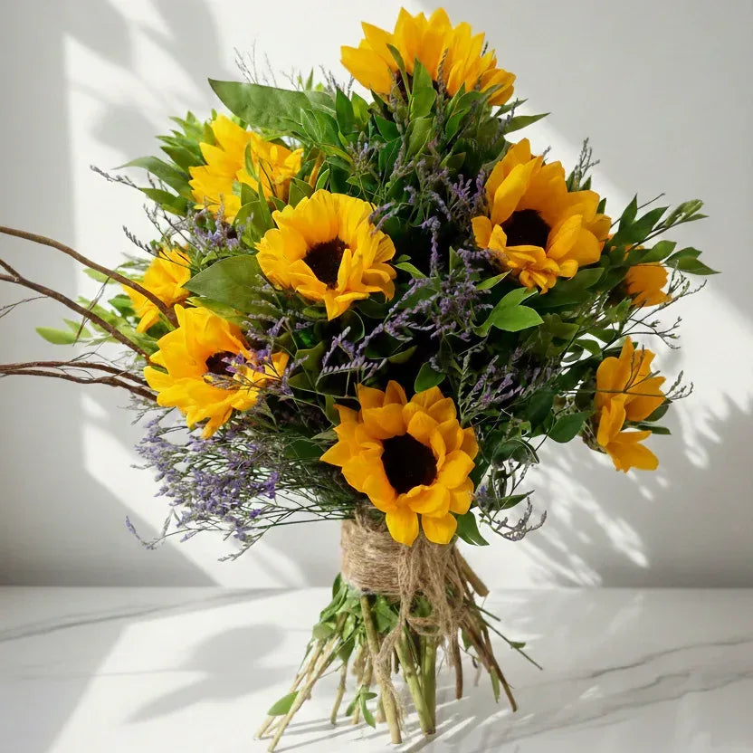 Sunflower Bouquet with Limonium - atfleurs
