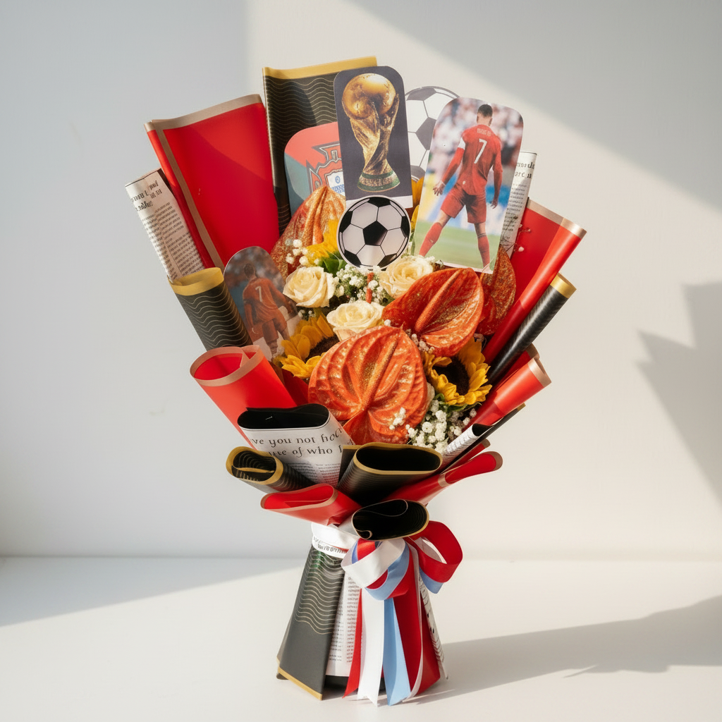 Sunflower and Anthurium Bouquet with Roses