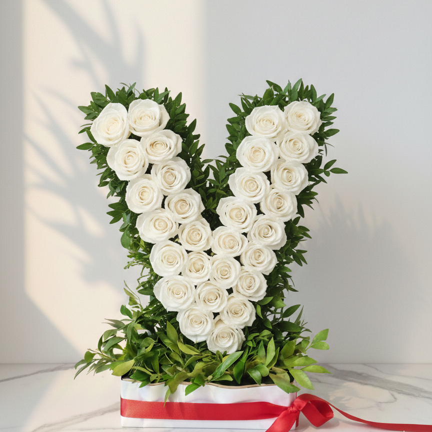Red Roses Bouquet with Fresh Green Foliage