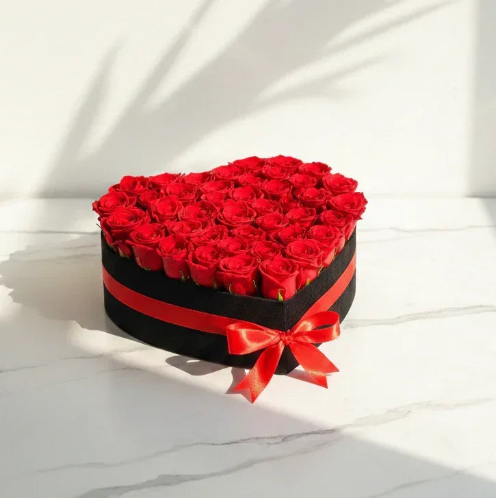 Red Roses Bouquet with Green Foliage - atfleurs