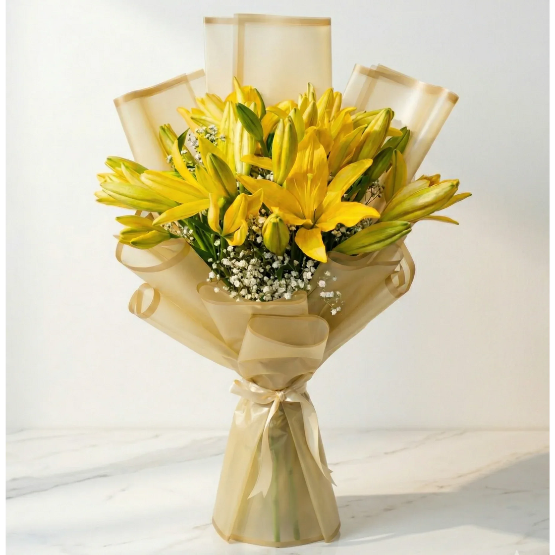 flower bouquet by Atfleurs | floral arrangement | Fancy Bouquet | Hand Bouquet | yellow tulips | bouquet | atfleurs