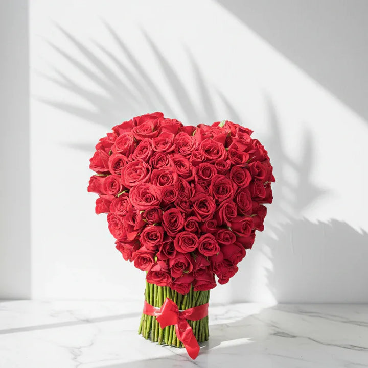 Heart Shape Red Rose Bouquet - atfleurs