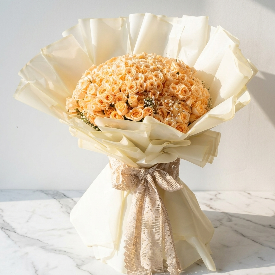 365 Roses Bouquet with Organza Wrap
