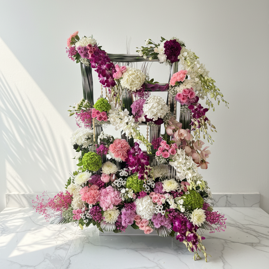 Grand Orchid and Hydrangea Arrangement with Roses