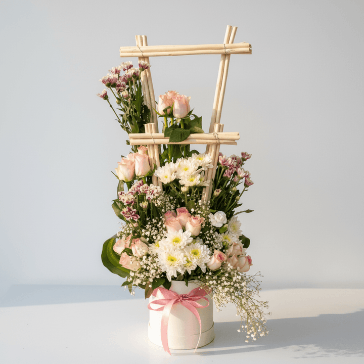 Pink Rose Bouquet with White Chrysanthemums