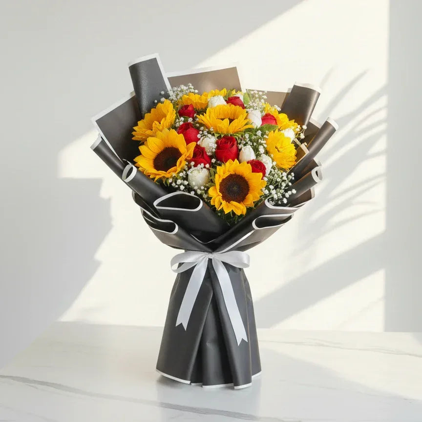 Sunflower and Rose Bouquet - atfleurs