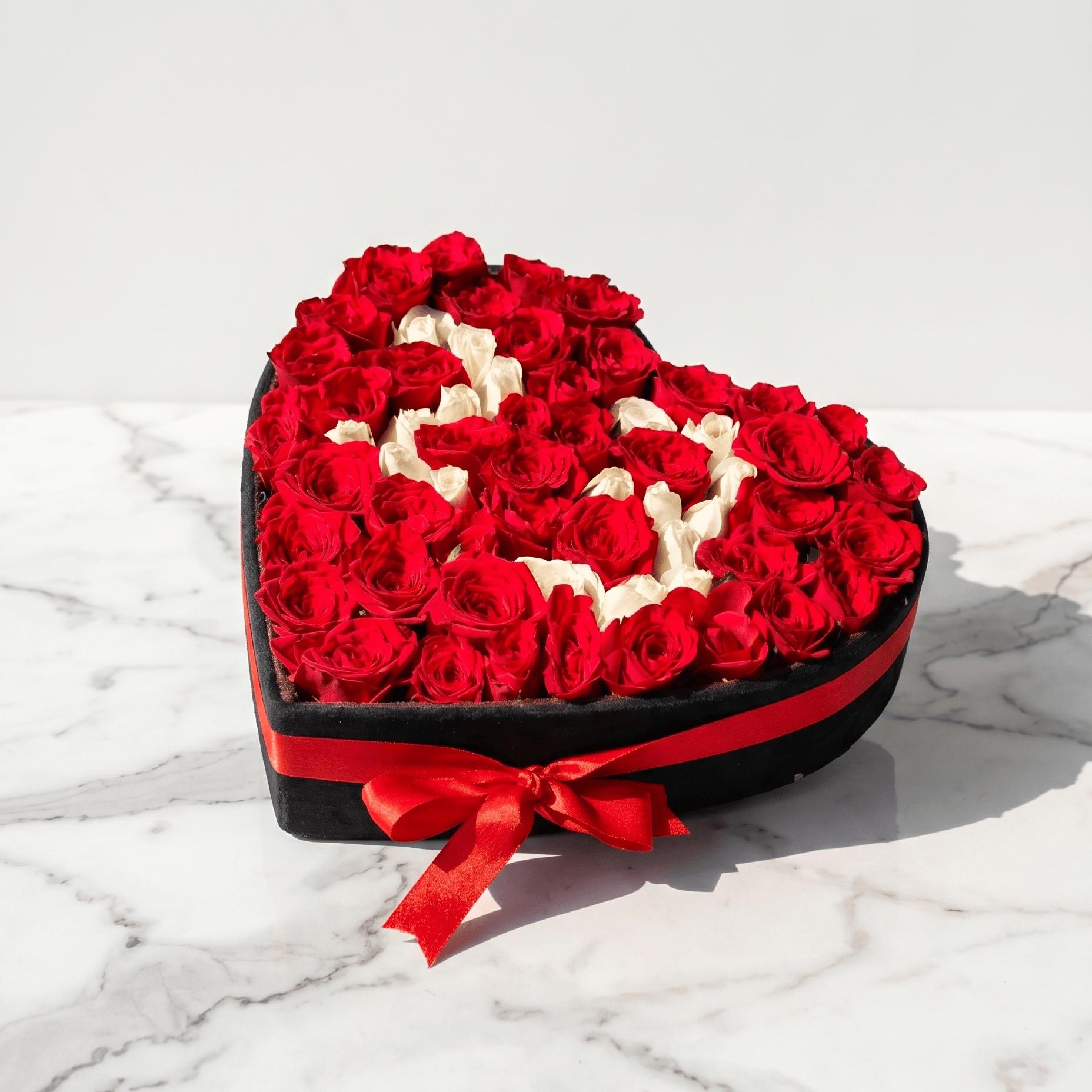 100 Rose Heart Box with Custom Letter or Number - atfleurs