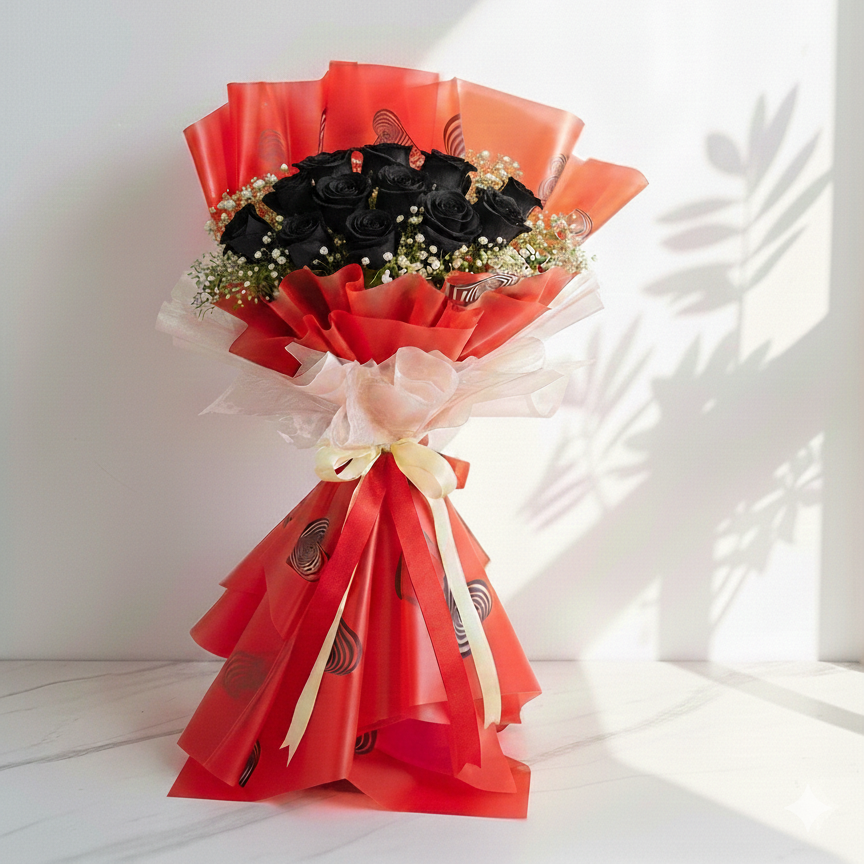 Sprayed Roses Bouquet with Baby’s Breath