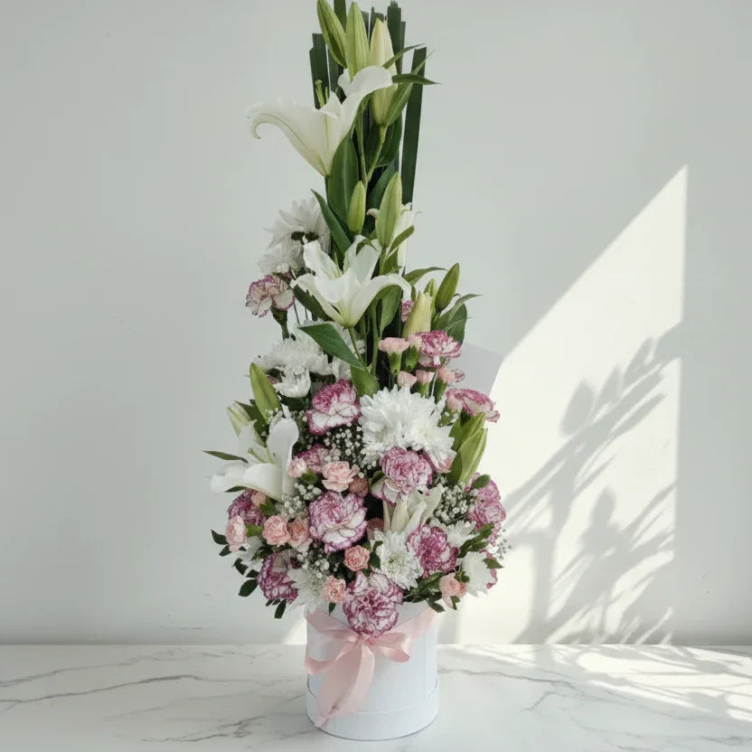 White Lilies Bouquet with Carnations - atfleurs